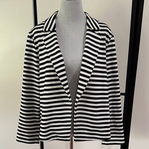 Chico's Black and White Striped Blazer Sweater XL